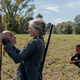 Carol (Melissa McBride) and Negan (Jeffrey Dean Morgan) “celebrate” their victory.